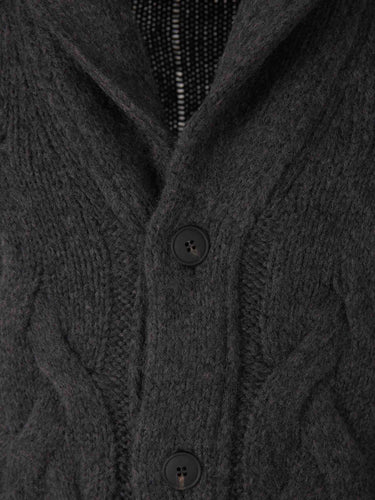 Gran Sasso Hombre Barcelona Cárdigan Trenzado Lana color Gris Antracita sku 543-001126 02 - Foto 3