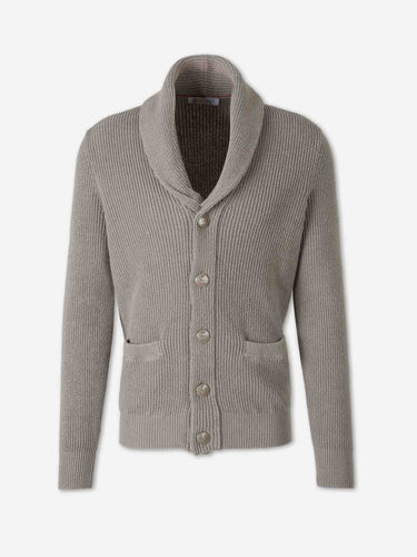 Brunello Cucinelli Hombre Barcelona Cárdigan Punto Algodón color Gris Claro sku 543-001133 01 - Foto 1