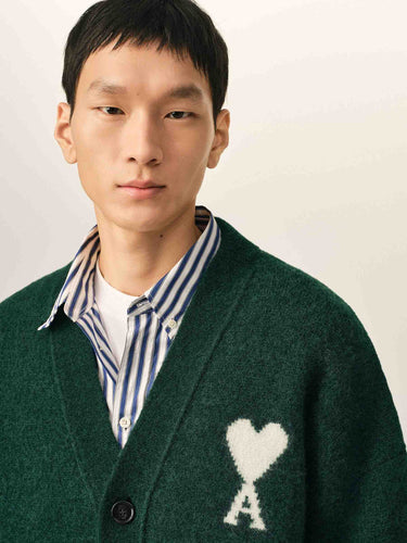 Ami Paris Hombre Barcelona Cárdigan Logo color Verde Oscuro sku 543-001157 01 - Foto 4