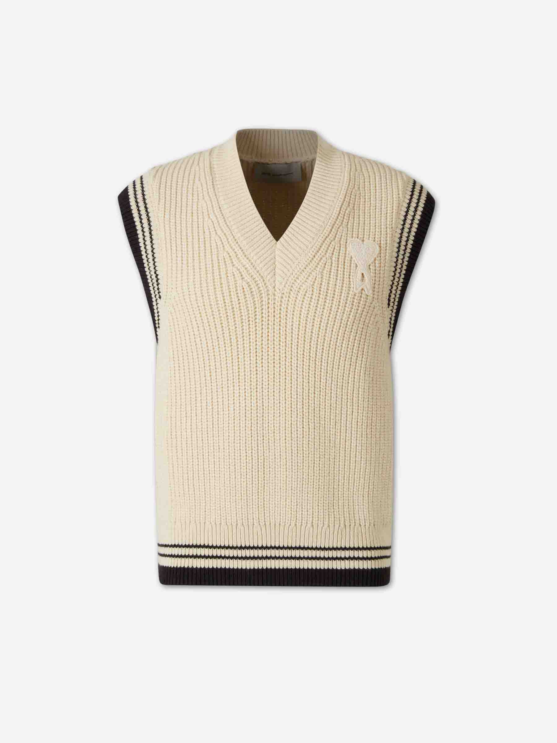 Ami Paris Hombre Barcelona Chaleco Punto Lana color Beige sku 544-000625 01 - Foto 1