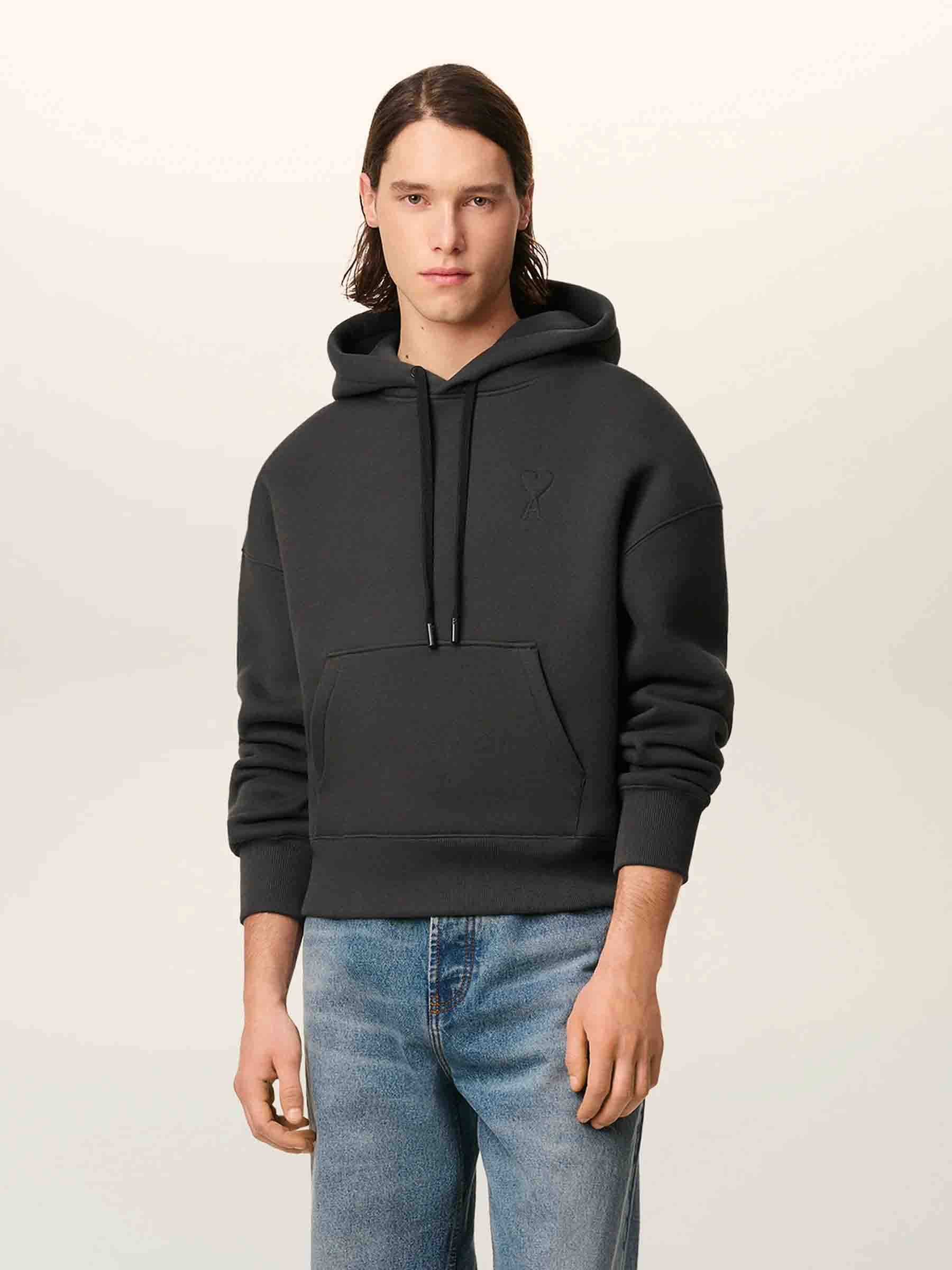 Ami Paris Hombre Barcelona Sudadera Capucha Logo color Gris Antracita sku 545-001952 01 - Foto 2