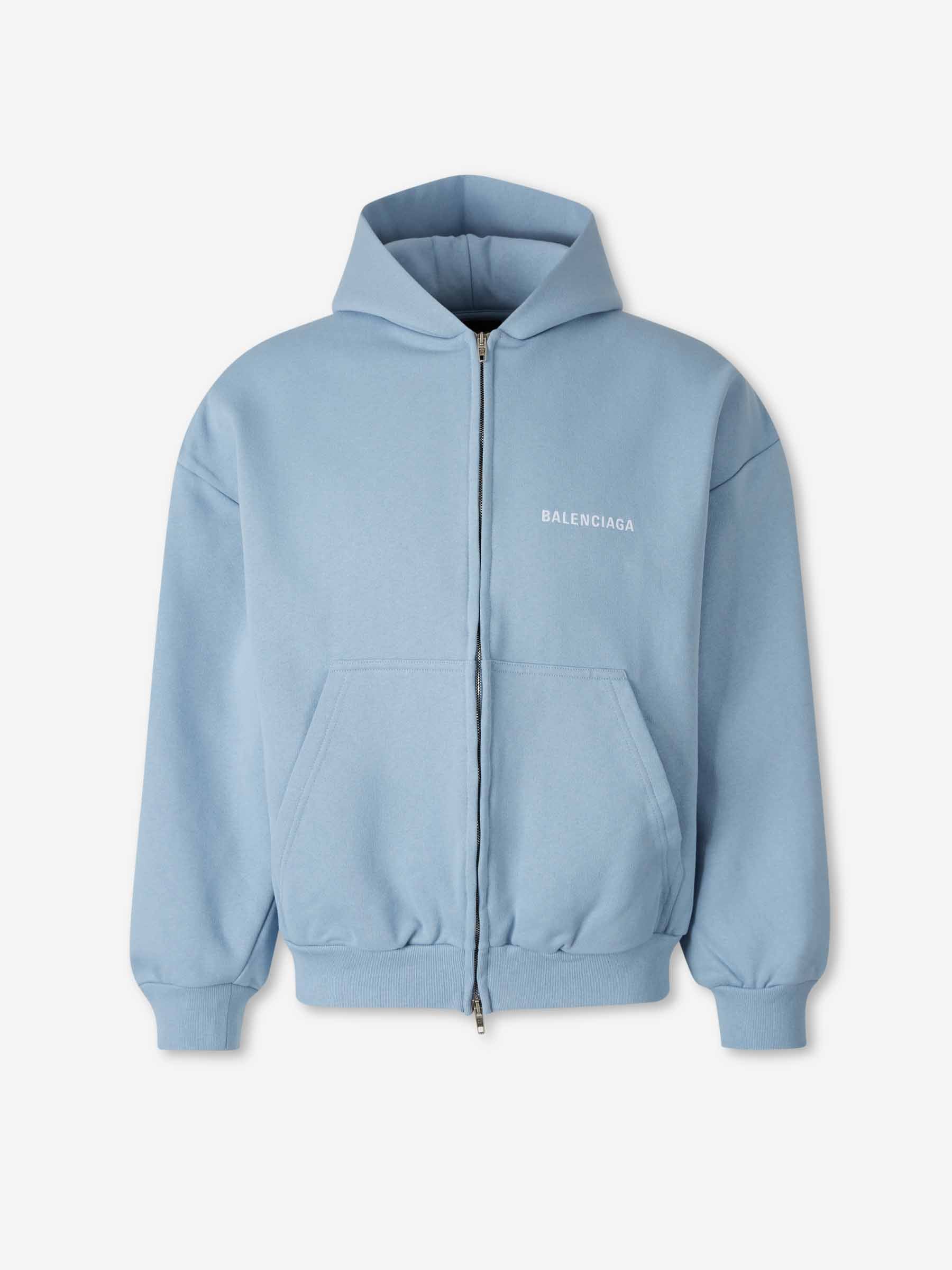 Balenciaga Hombre Barcelona Sudadera Cremallera Capucha color Azul Celeste sku 545-002058 01 - Foto 1