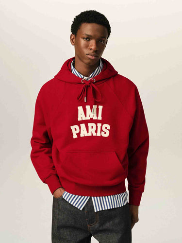 Ami Paris Hombre Barcelona Sudadera Capucha Logo color Rojo sku 545-002146 01 - Foto 2