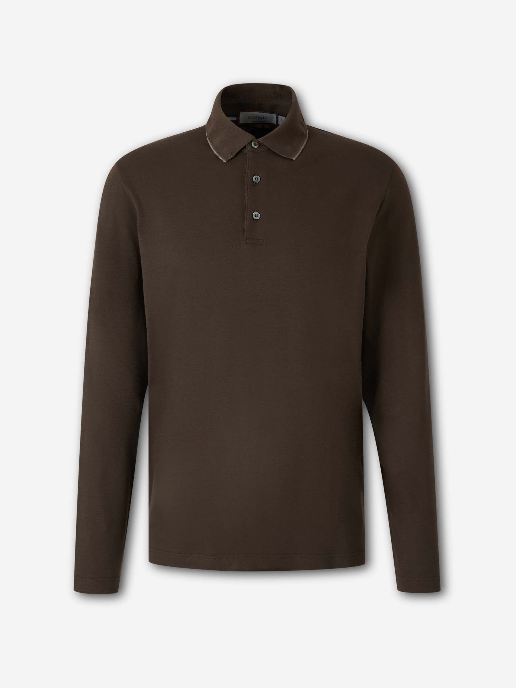 Canali Hombre Barcelona Polo Manga Larga color Marrón Oscuro sku 551-000407 01 - Foto 1