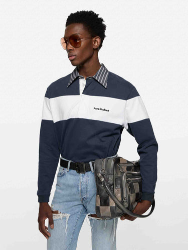 Acne Studios Hombre Barcelona Polo Rayas Algodón color Azul Marino sku 551-000423 01 - Foto 2