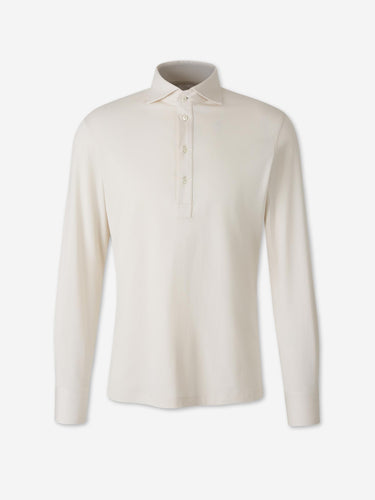 Brunello Cucinelli Hombre Barcelona Polo Punto Algodón color Marfil sku 551-000428 02 - Foto 1