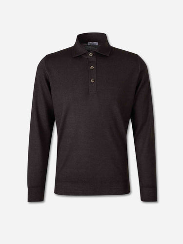 Santa Eulalia Hombre Barcelona Polo Fino Lana Merino color Marrón Oscuro sku 551-000429 02 - Foto 1