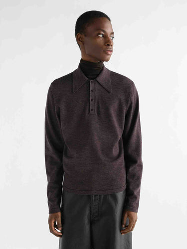 Lemaire Hombre Barcelona Polo Punto Lana color Marrón Oscuro sku 551-000438 00 - Foto 2