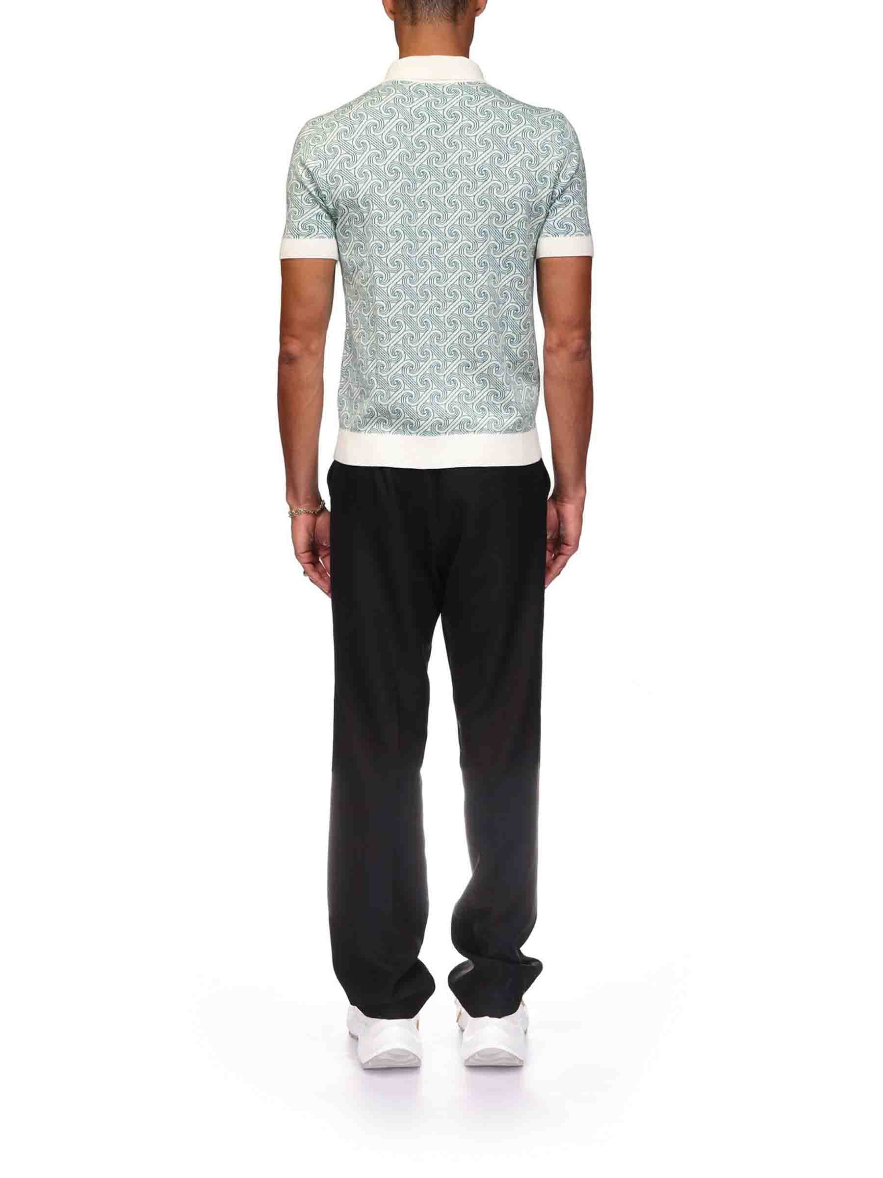 【タグ、スペアボタン付き】Casablanca ポロシャツ ホワイト/グリーン Knit Tennis Polo Shirt | Casablanca Paris