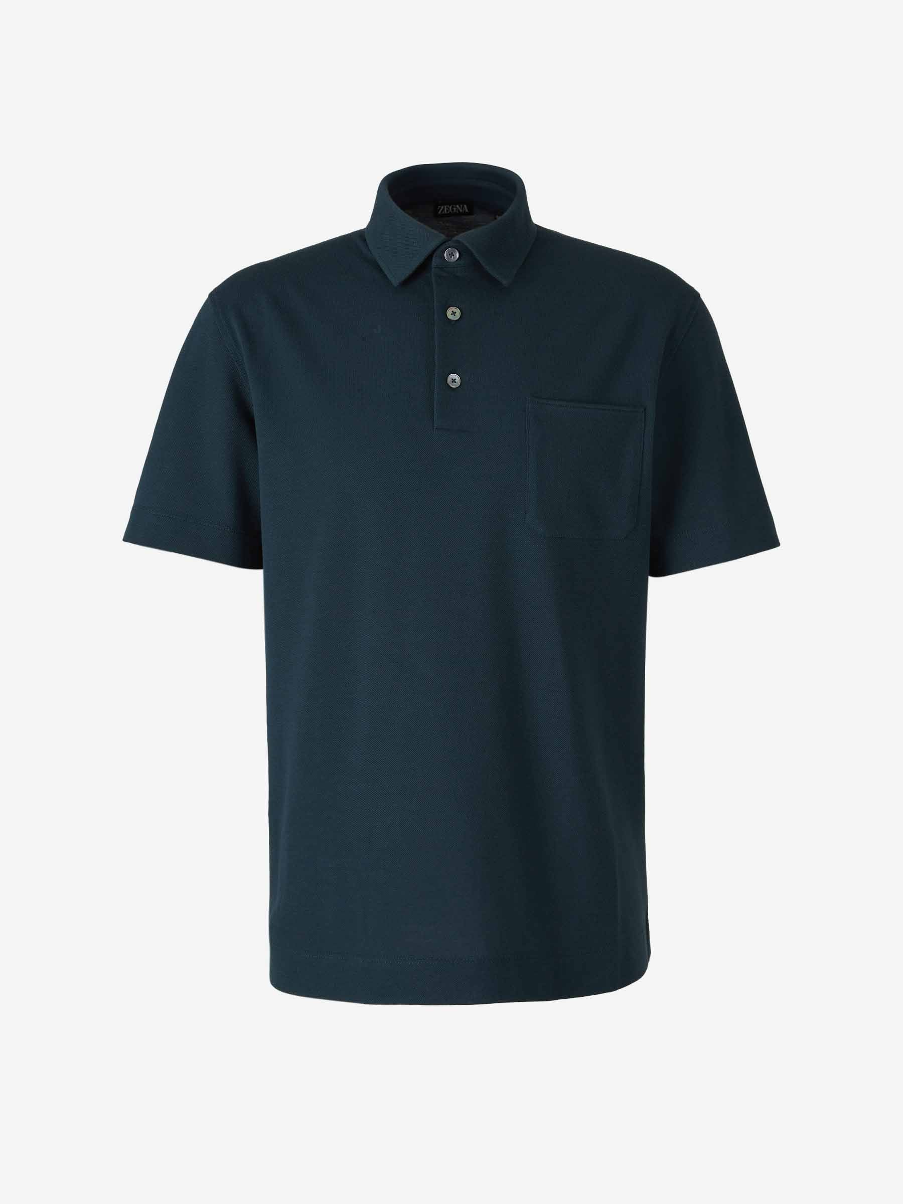 Zegna Hombre Barcelona Polo Liso Bolsillo color Azul Cobalto sku 552-001554 03 - Foto 1
