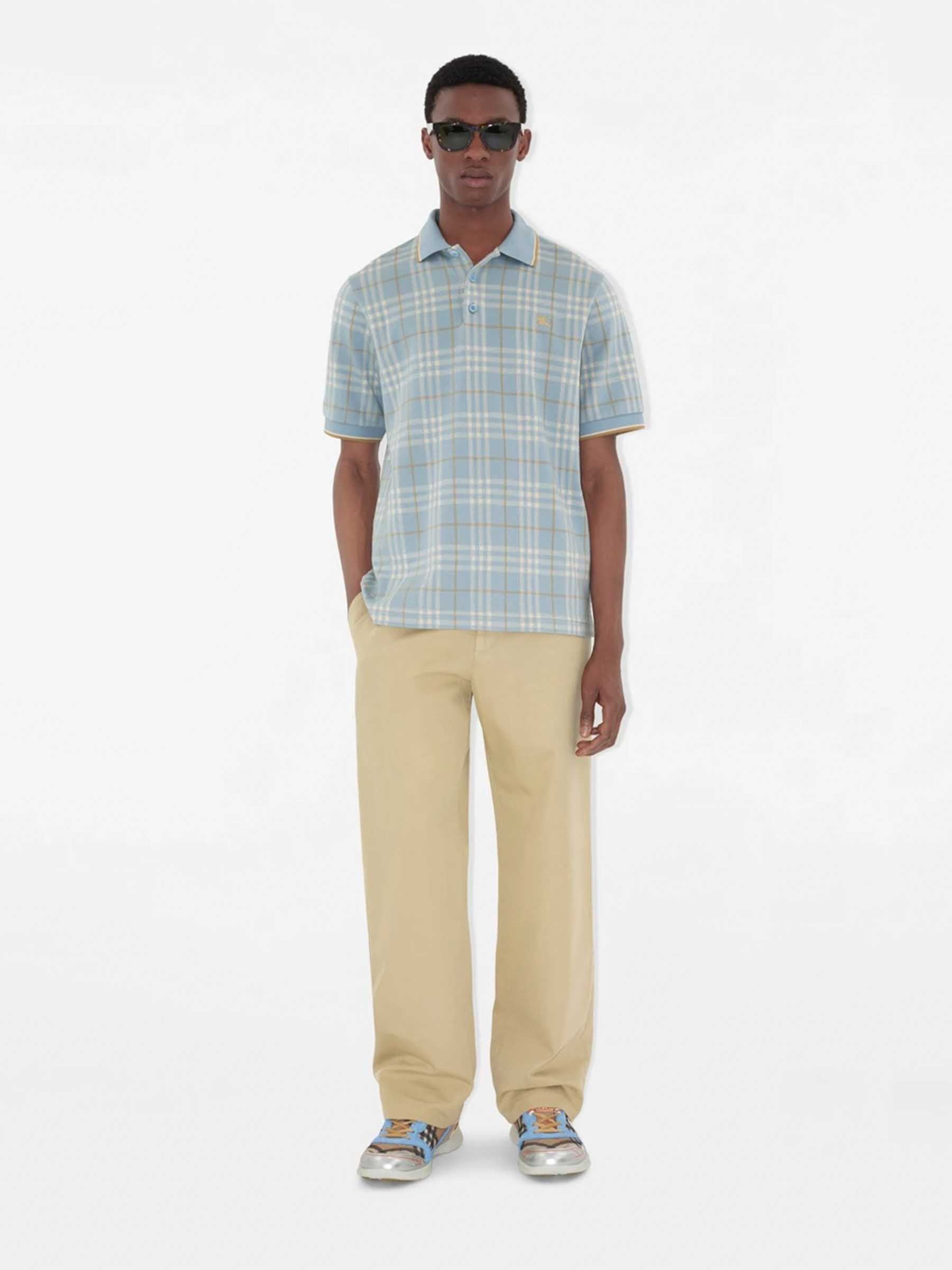 Burberry Hombre Barcelona Polo Check Algodón color Azul Celeste sku 552-001614 02 - Foto 1