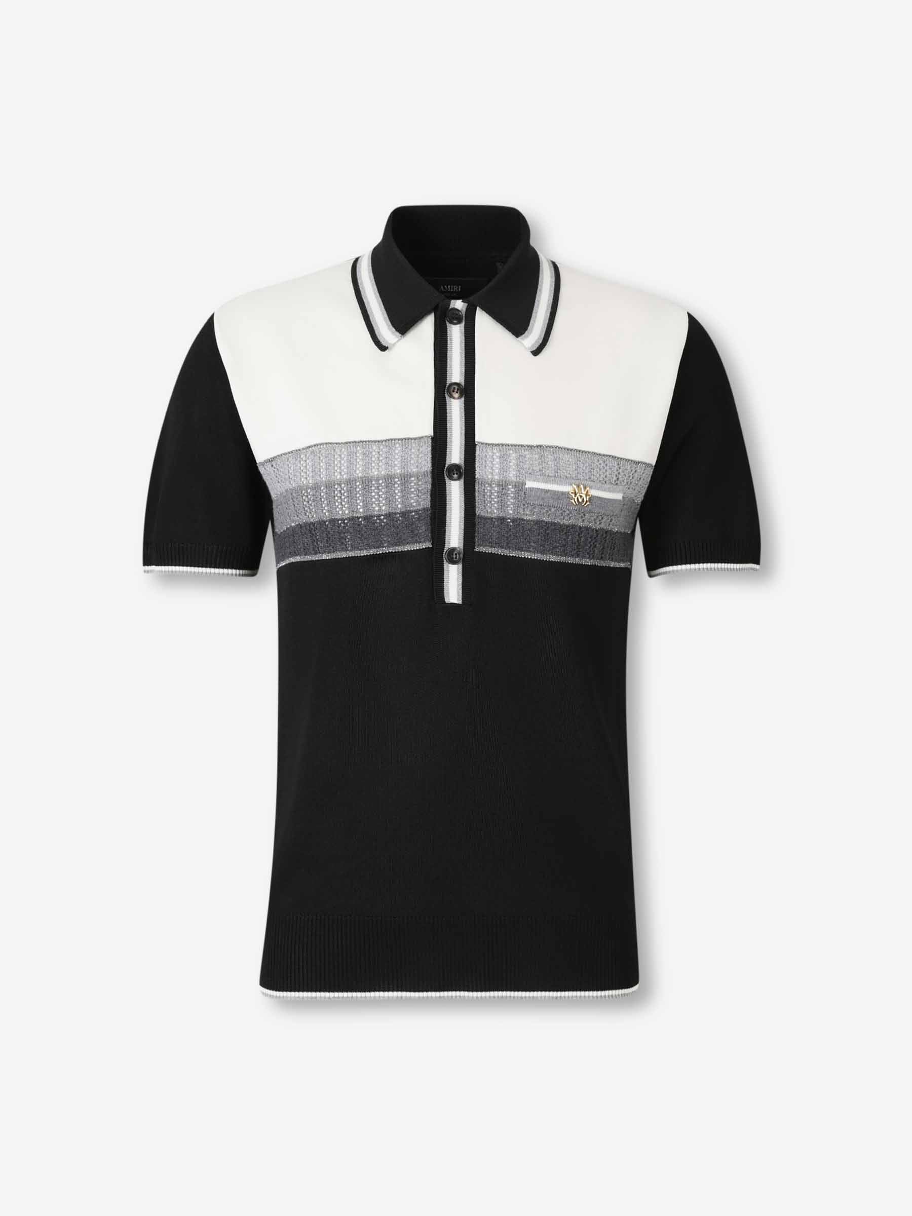 Amiri Hombre Barcelona Polo MA Striped color Blanco Y Negro sku 552-001642 01 - Foto 1