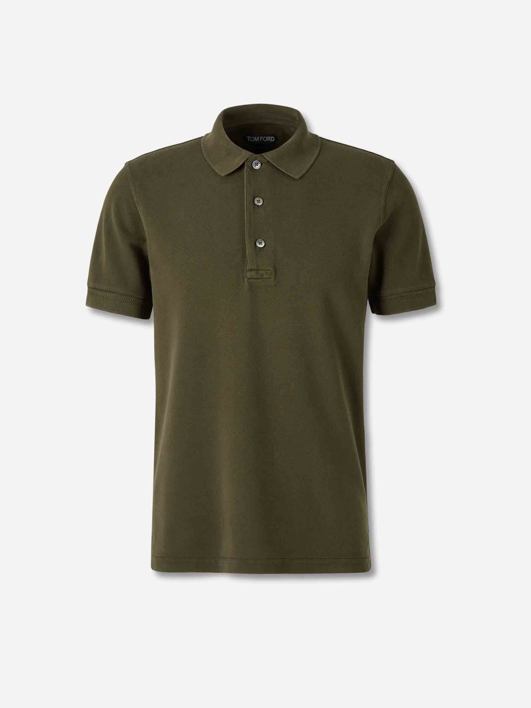Tom Ford Hombre Barcelona Polo Liso Algodón color Verde Militar sku 552-001662 03 - Foto 1