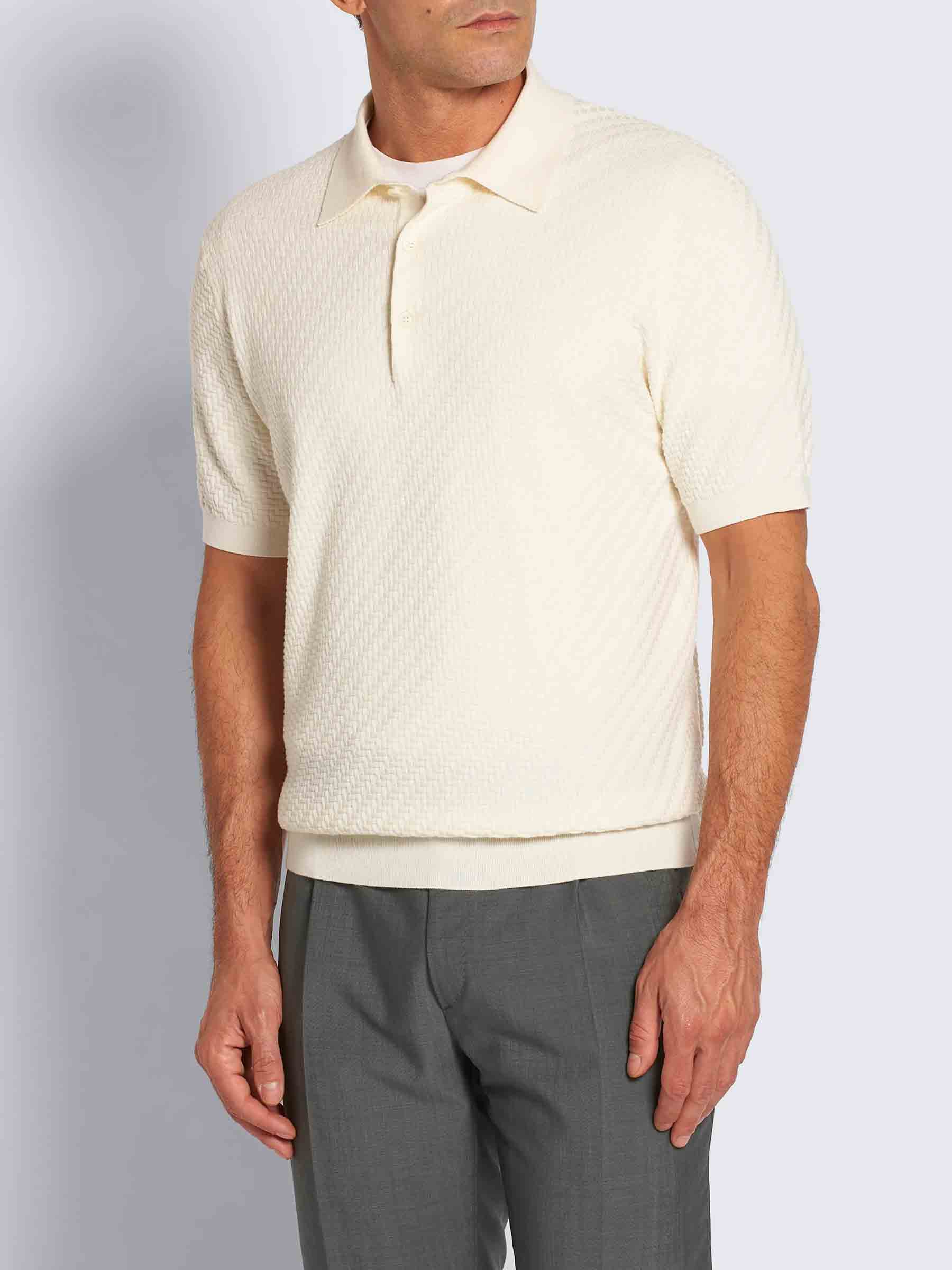 Brioni Hombre Barcelona Polo Formal Algodón color Marfil sku 552-001665 02 - Foto 2