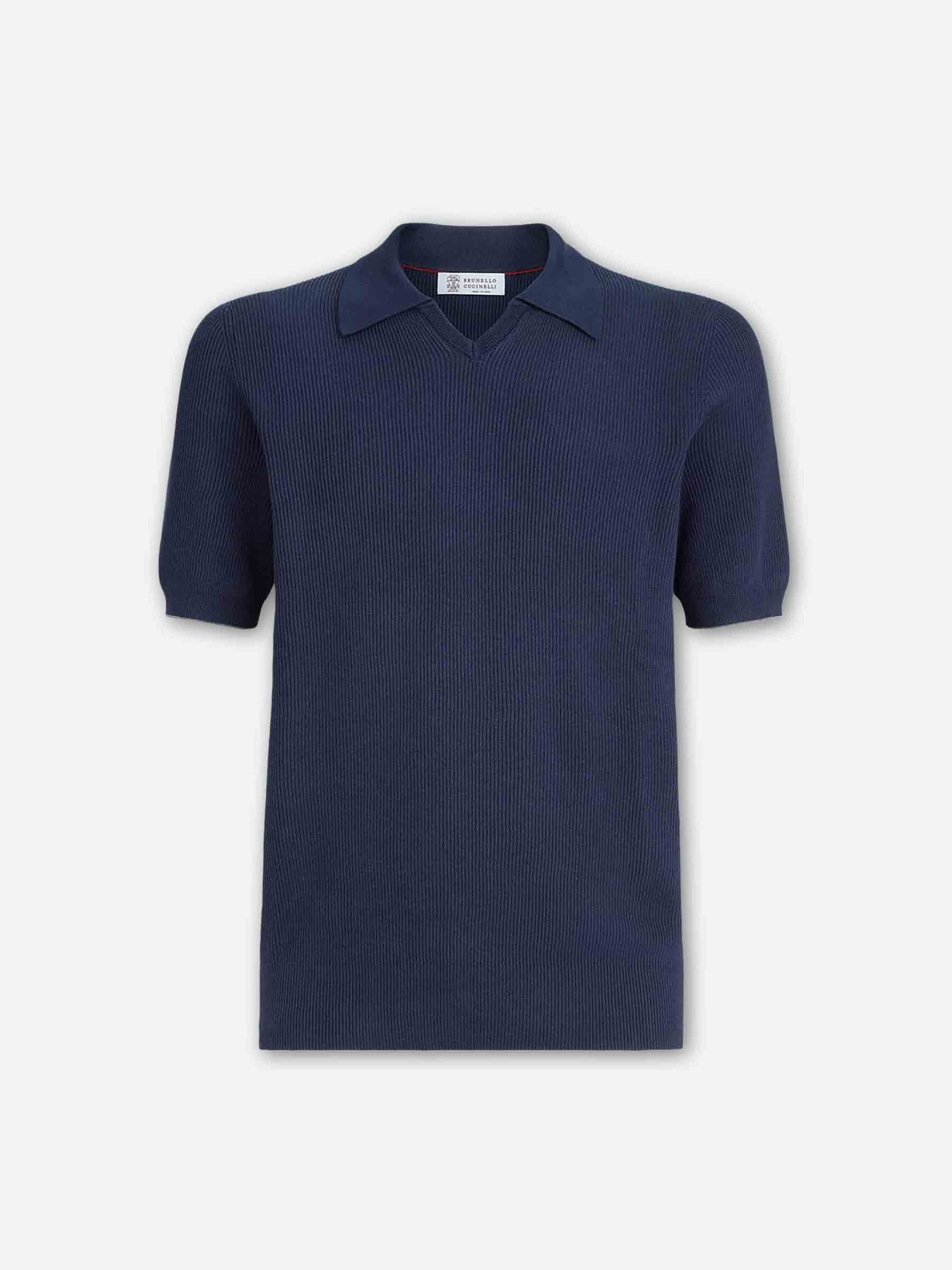 Brunello Cucinelli Hombre Barcelona Polo Punto Algodón color Azul Noche sku 552-001704 01 - Foto 1