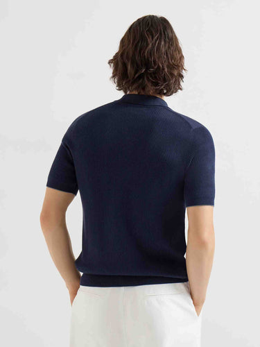 Brunello Cucinelli Hombre Barcelona Polo Punto Algodón color Azul Noche sku 552-001704 01 - Foto 3