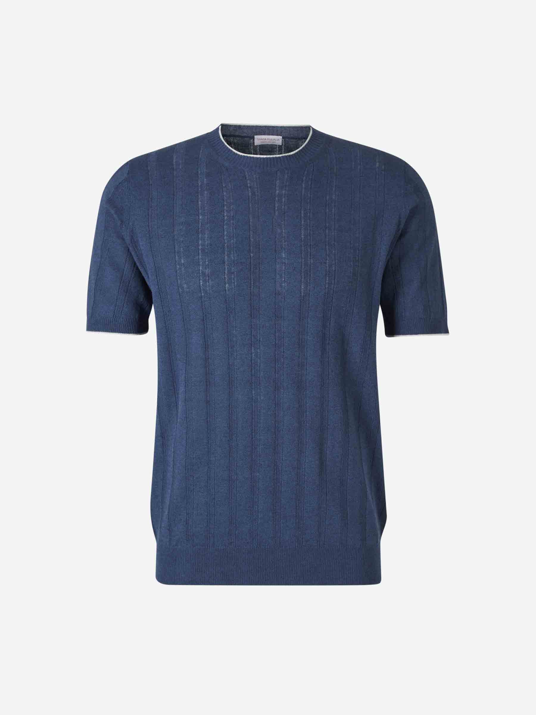 Santa Eulalia Hombre Barcelona Camiseta Acanalada Lino color Azul Marino sku 553-004115 01 - Foto 1