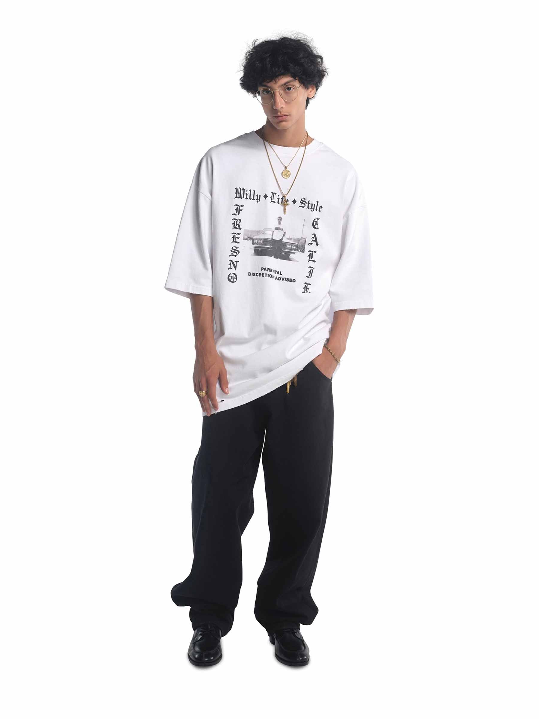 Willy Chavarria Hombre Barcelona Camiseta Cuello Redondo color Blanco sku 553-004450 01 - Foto 2