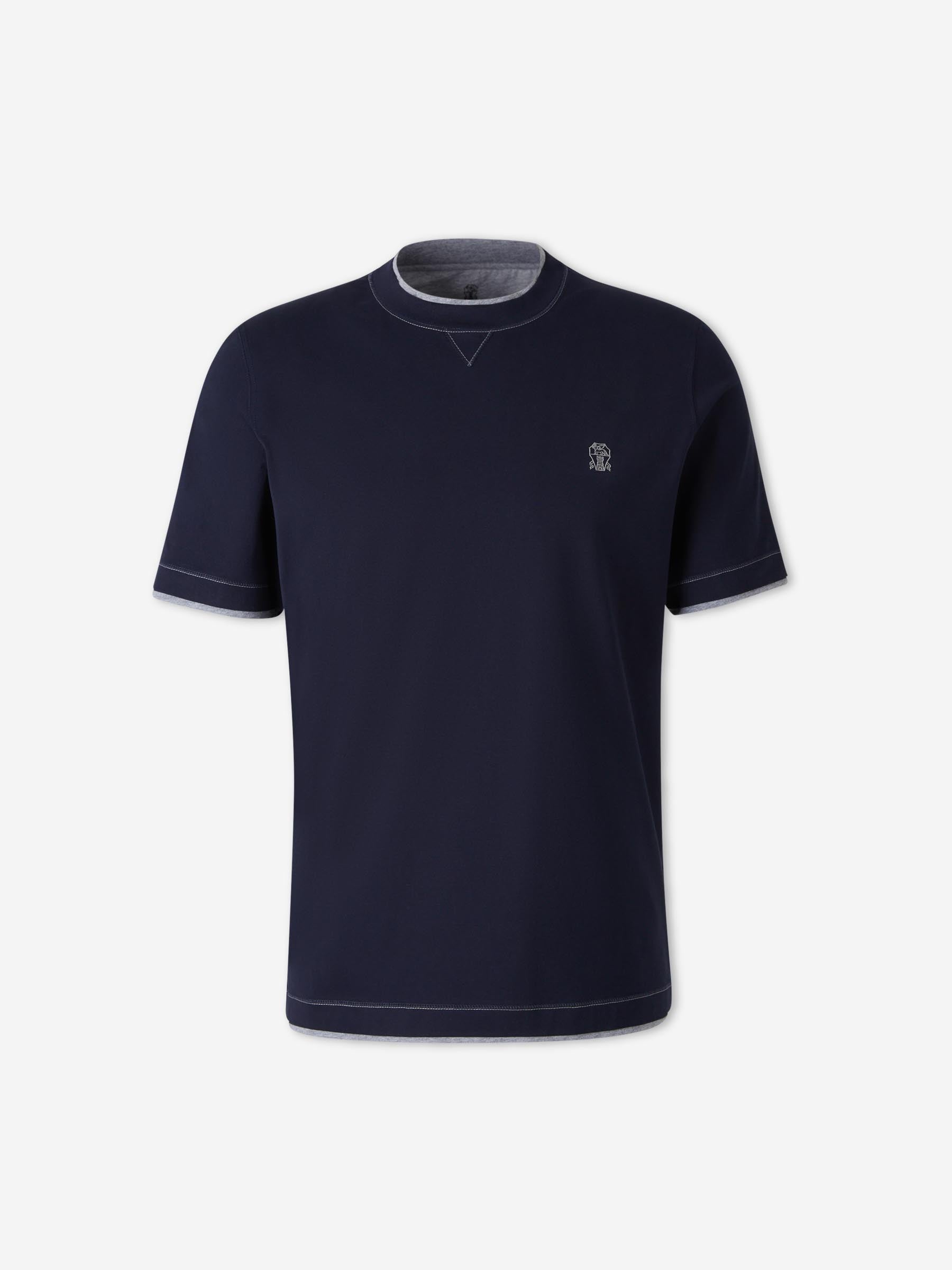Brunello Cucinelli Hombre Barcelona Camiseta Manga Corta color Azul Noche sku 553-004494 02 - Foto 1