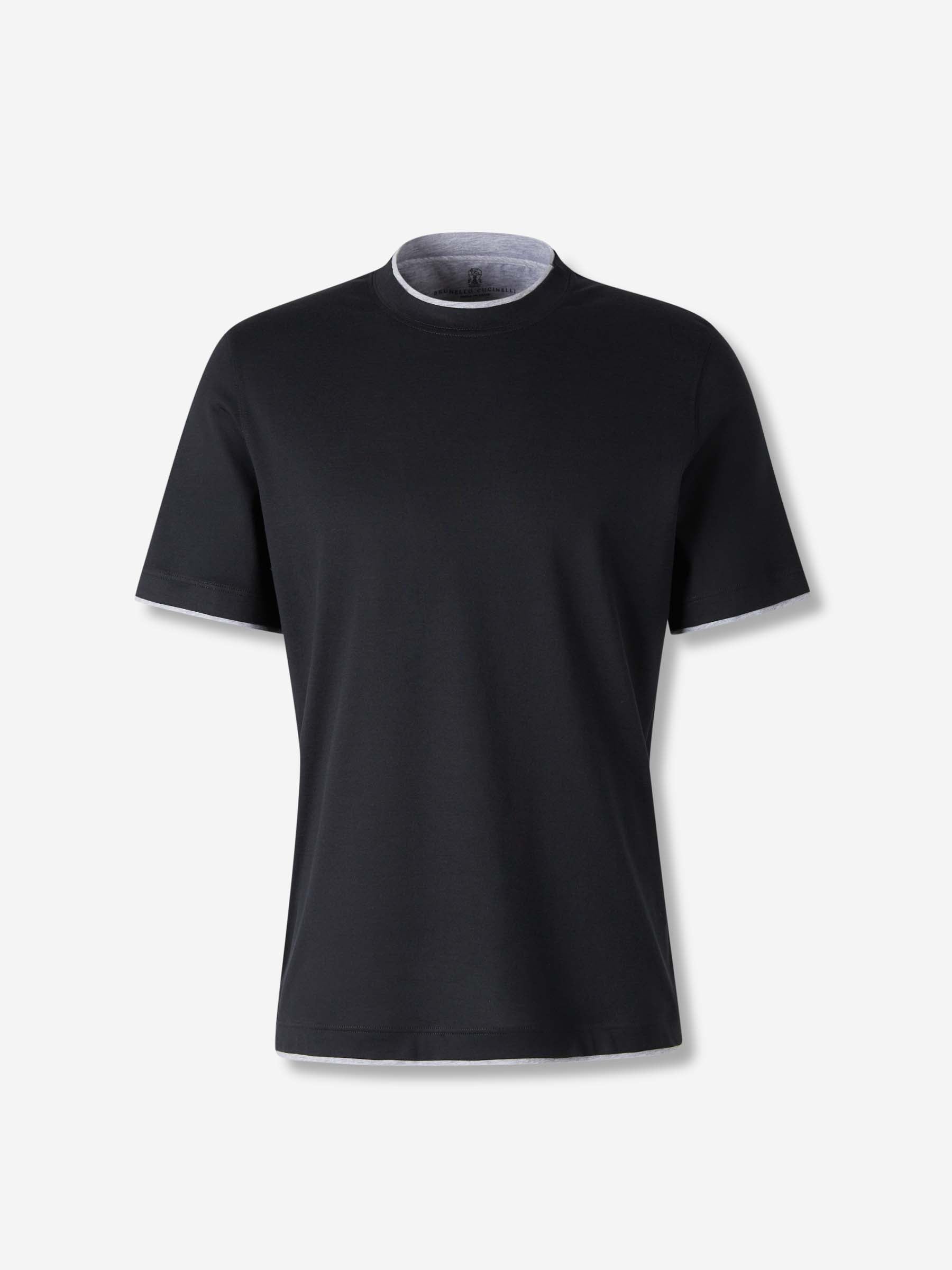 Brunello Cucinelli Hombre Barcelona Camiseta Algodón Doble color Negro sku 553-004495 01 - Foto 1