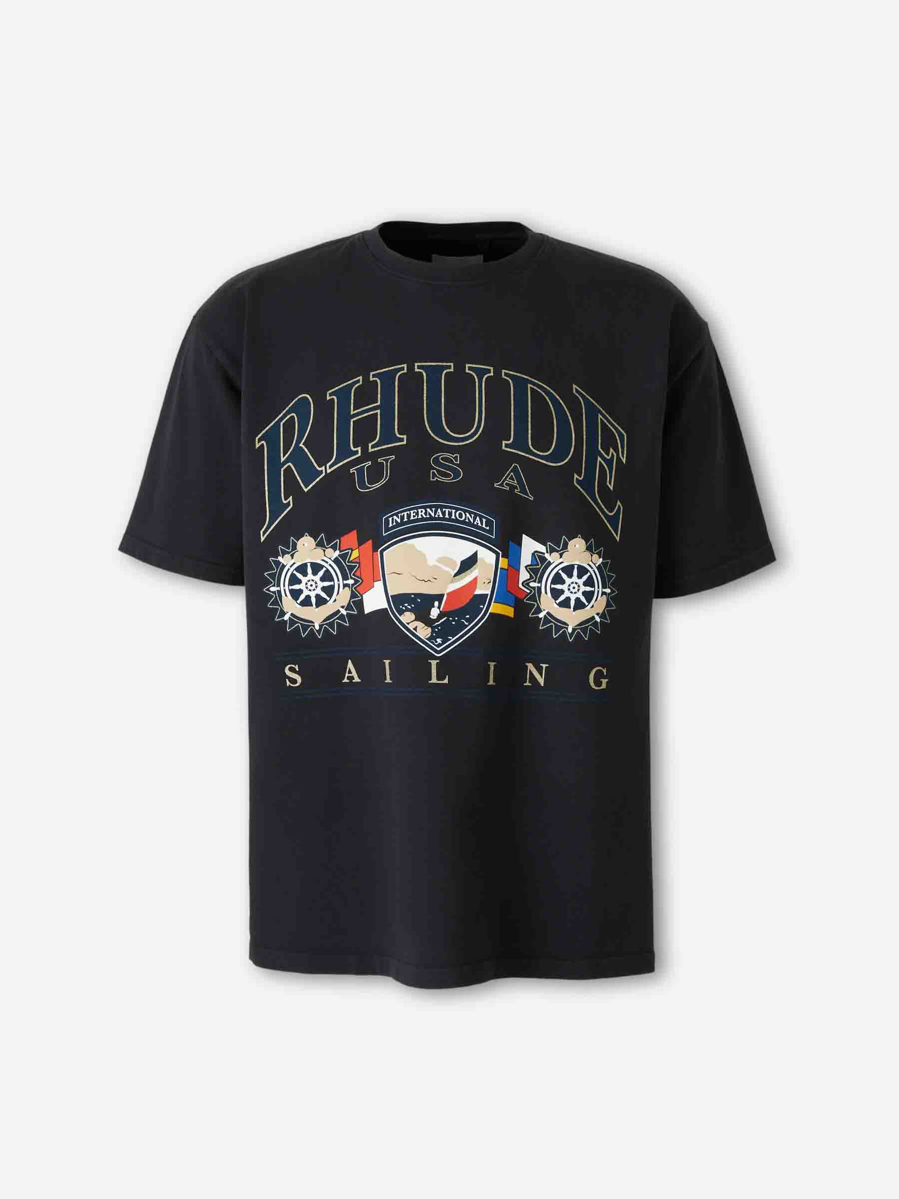 Rhude Hombre Barcelona Camiseta Cuello Redondo color Negro sku 553-004566 01 - Foto 1