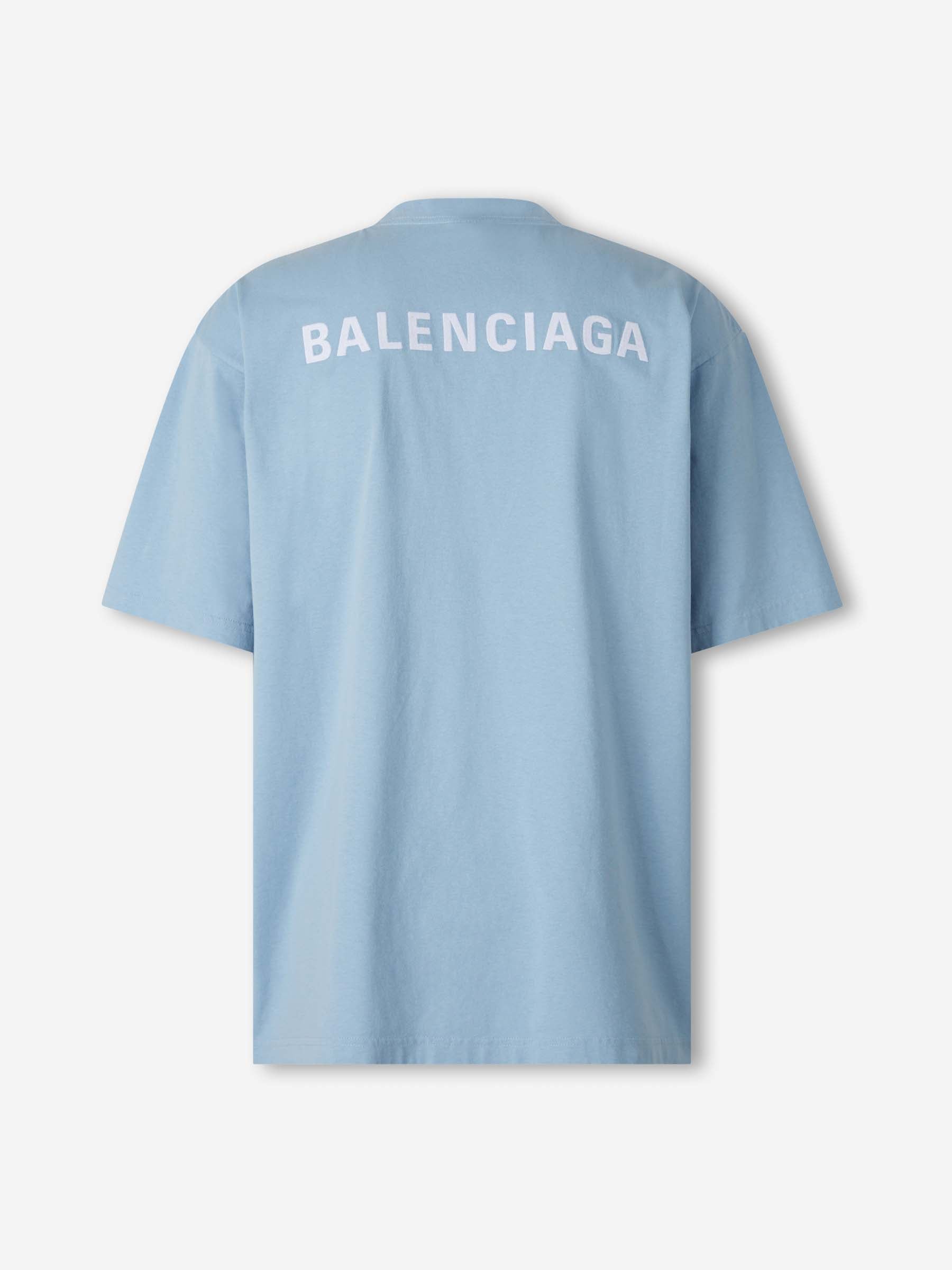 Balenciaga Hombre Barcelona Camiseta Cuello Redondo color Azul Celeste sku 553-004673 01 - Foto 2