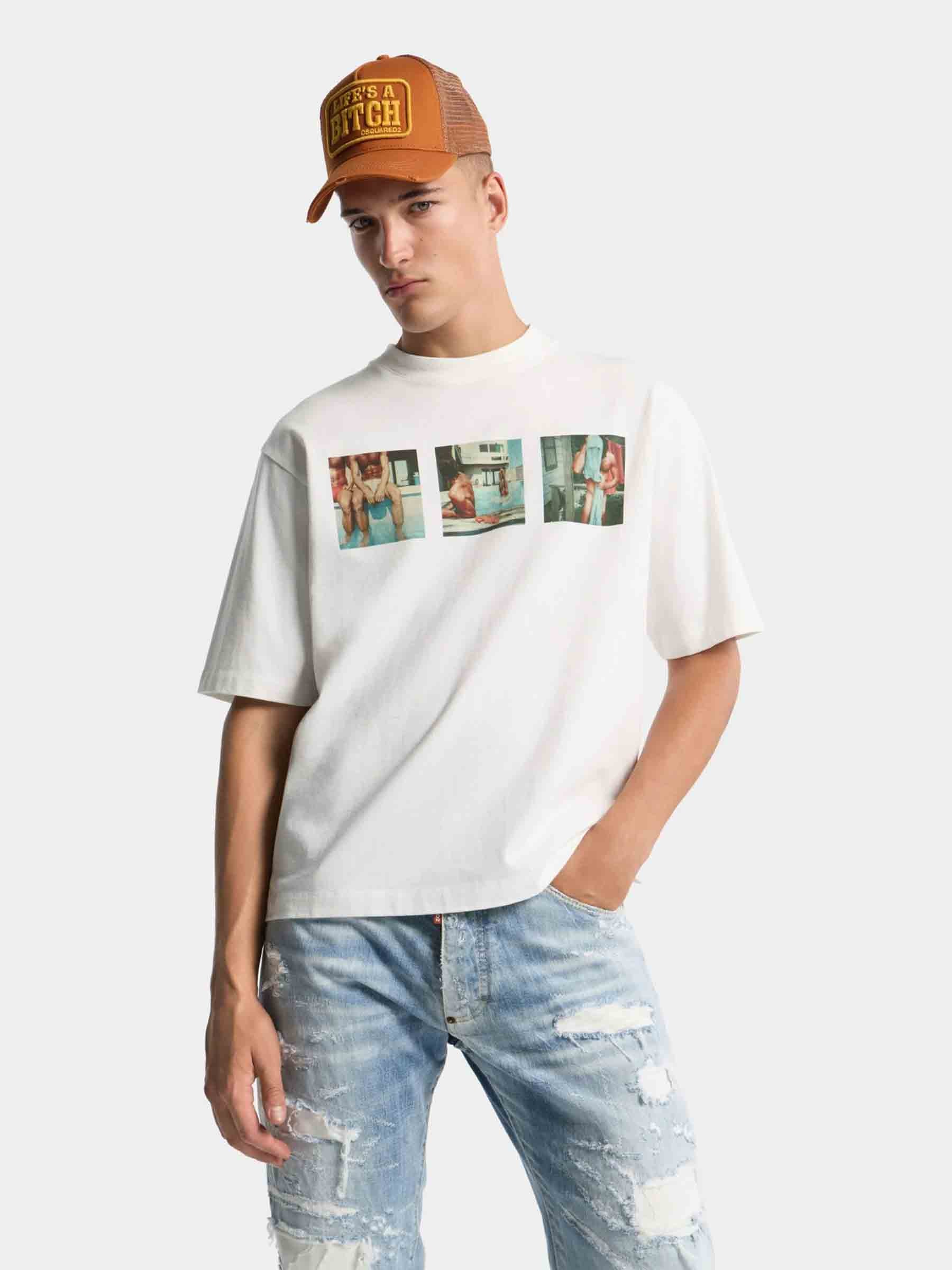 Dsquared2 Hombre Barcelona Camiseta Gráfica Algodón color Blanco sku 553-004736 01 - Foto 2