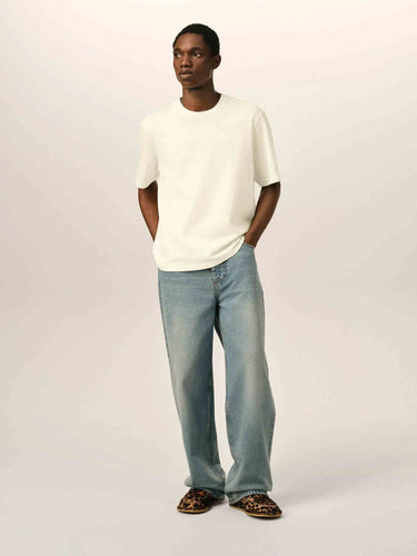 Ami Paris Hombre Barcelona Camiseta Logo Algodón color Crema sku 553-004832 01 - Foto 2