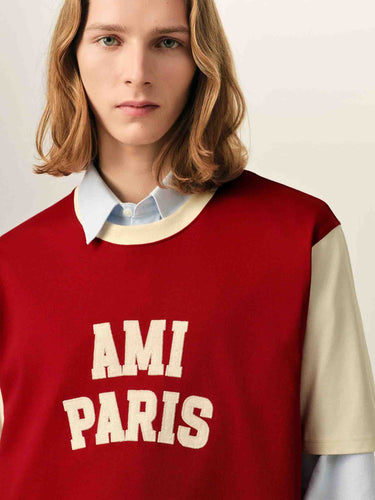 Ami Paris Hombre Barcelona Camiseta Bordado Algodón color Rojo sku 553-004836 01 - Foto 4