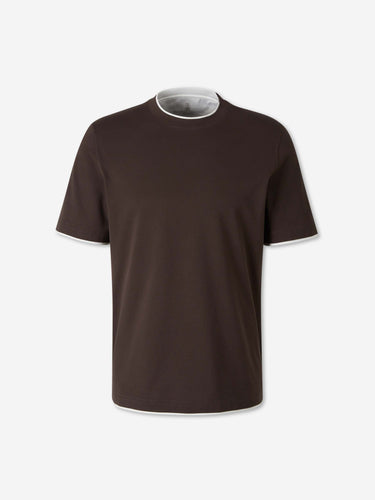 Brunello Cucinelli Hombre Barcelona Camiseta Manga Corta Capas color Marrón sku 553-004919 01 - Foto 1