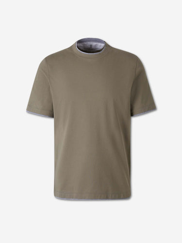 Brunello Cucinelli Hombre Barcelona Camiseta Manga Corta Capas color Verde Militar sku 553-004919 02 - Foto 1