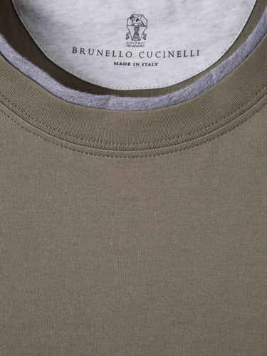 Brunello Cucinelli Hombre Barcelona Camiseta Manga Corta Capas color Verde Militar sku 553-004919 02 - Foto 3