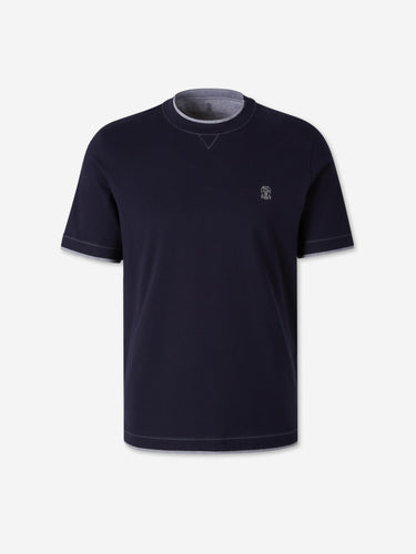 Brunello Cucinelli Hombre Barcelona Camiseta Cuello Redondo color Azul Marino sku 553-004920 02 - Foto 1