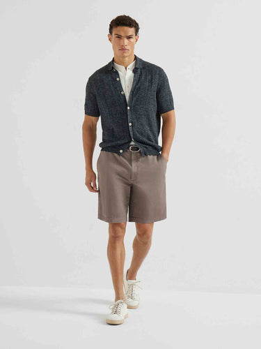 Brunello Cucinelli Hombre Barcelona Polo Abotonado Lino color Azul Noche sku 555-000006 01 - Foto 2