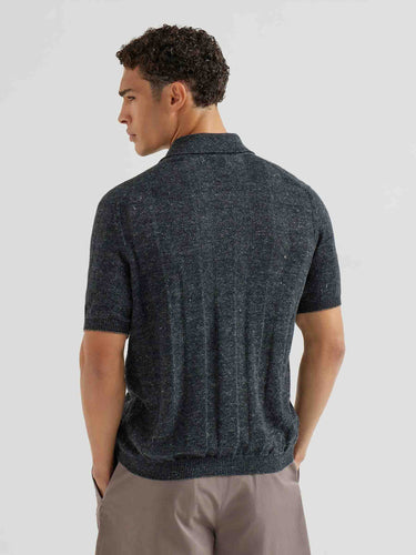 Brunello Cucinelli Hombre Barcelona Polo Abotonado Lino color Azul Noche sku 555-000006 01 - Foto 3