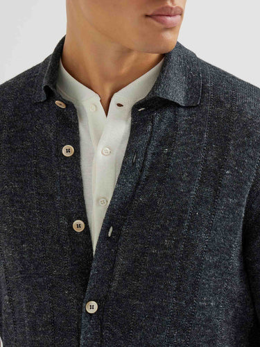 Brunello Cucinelli Hombre Barcelona Polo Abotonado Lino color Azul Noche sku 555-000006 01 - Foto 4