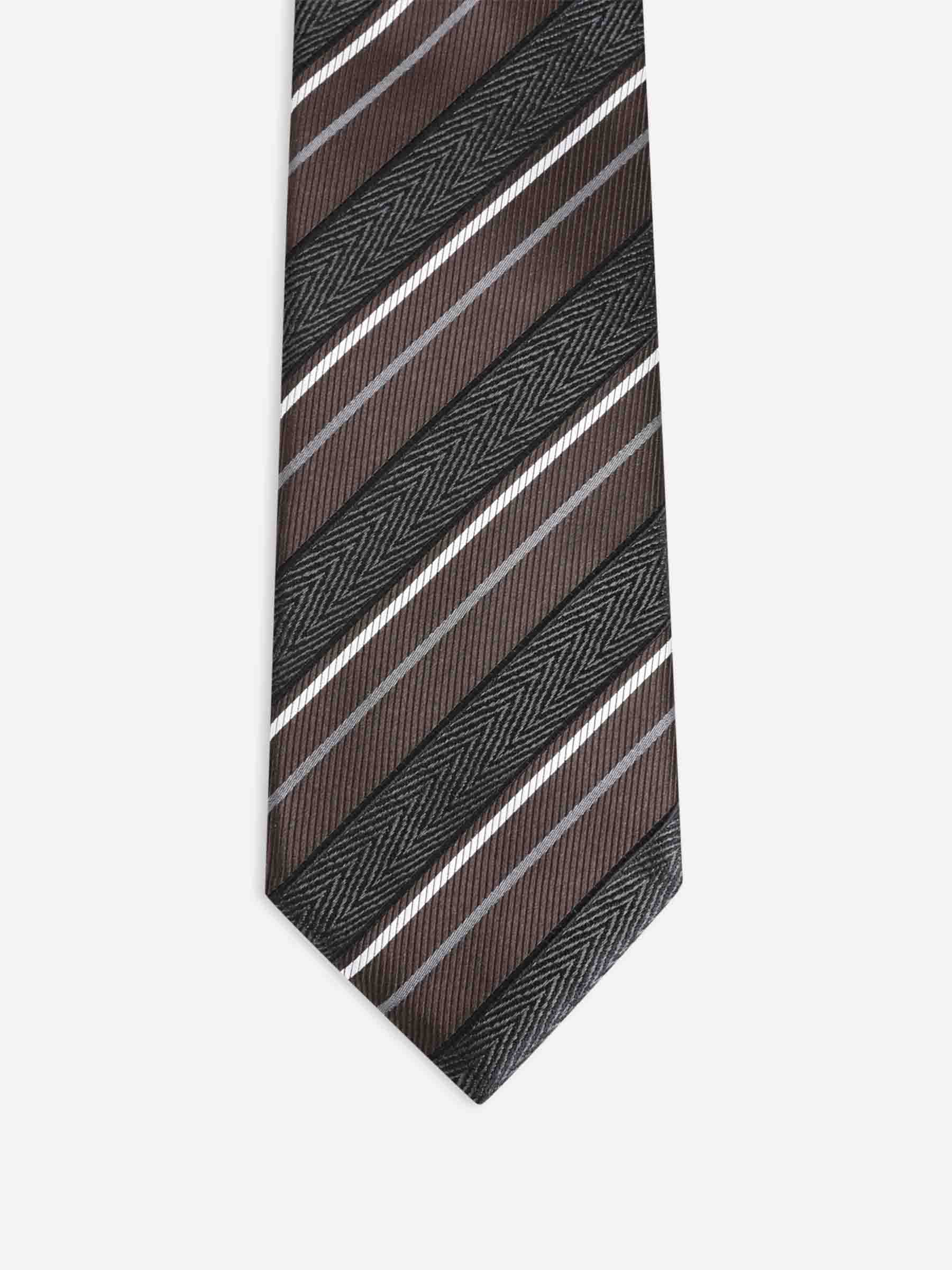 Brioni Hombre Barcelona Corbata Texturizada Rayas color Marrón sku 601-001798 01 - Foto 1