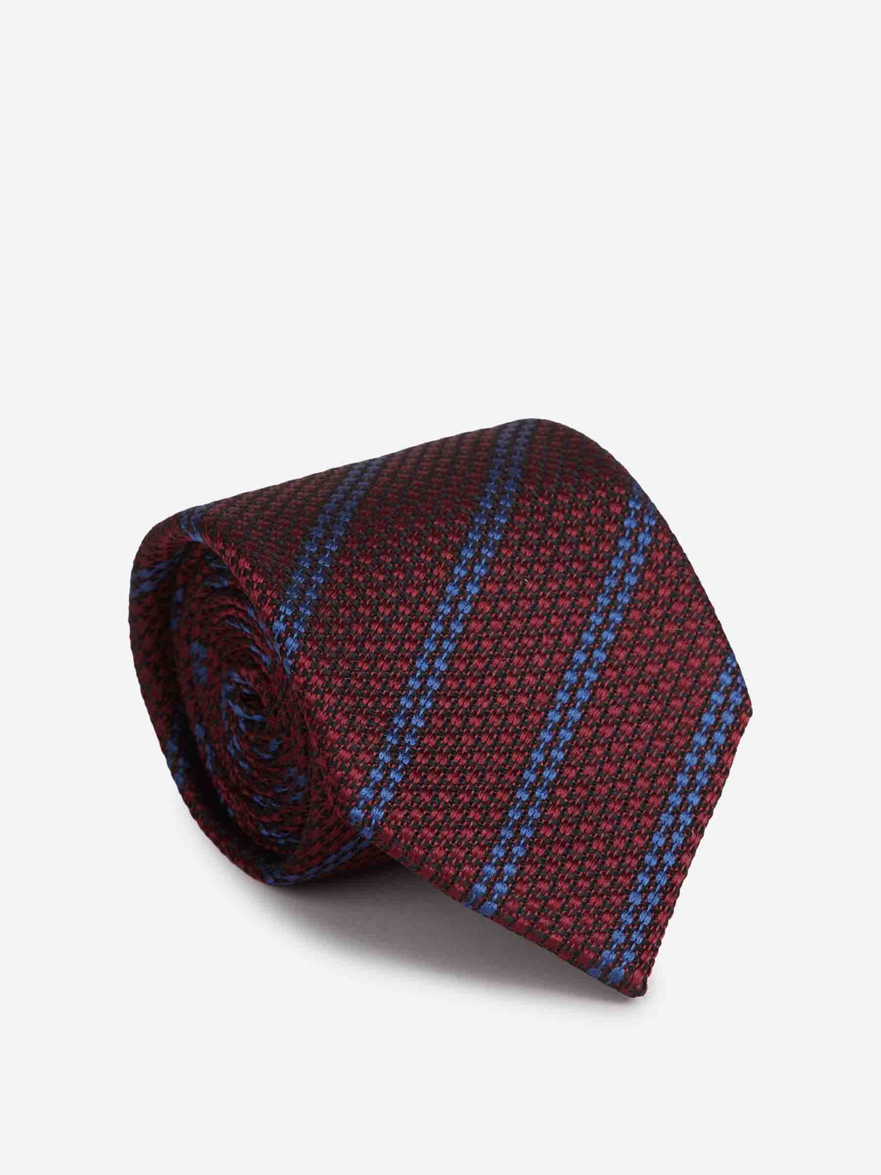 Zegna Hombre Barcelona Corbata Seda Listasda color Burdeos sku 601-001804 03 - Foto 1