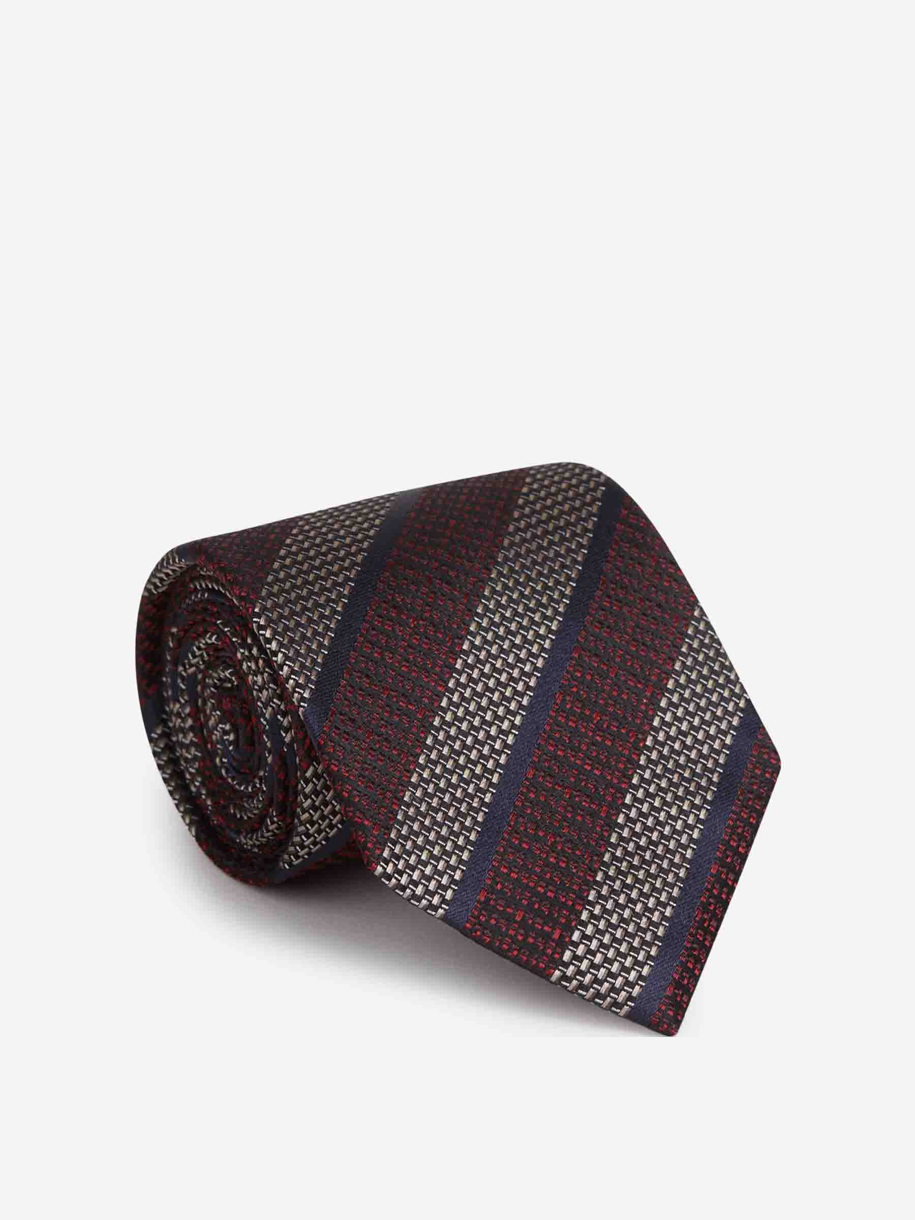 Zegna Hombre Barcelona Corbata Seda Listasda color Burdeos sku 601-001810 03 - Foto 1