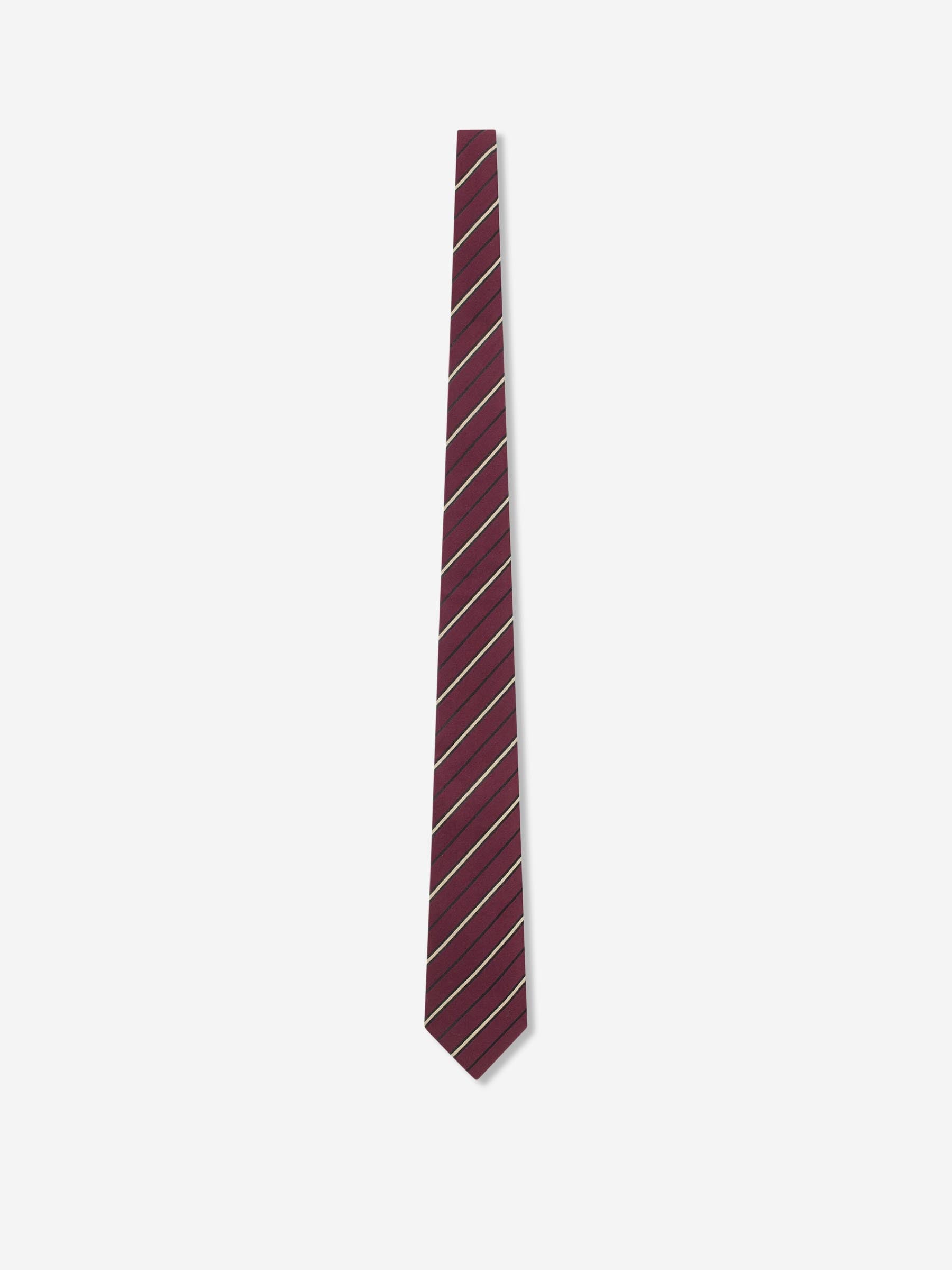 Saint Laurent Hombre Barcelona Corbata Rayas Seda color Burdeos sku 601-001824 01 - Foto 1