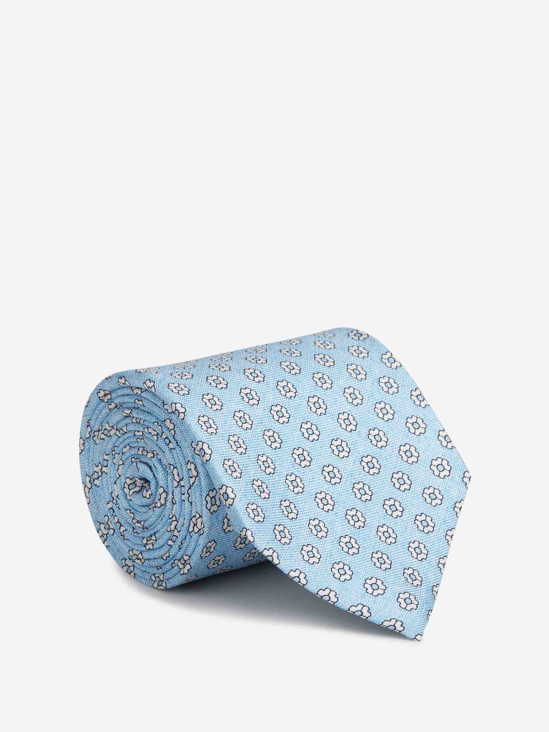 Santa Eulalia Hombre Barcelona Corbata de Seda Estampado Floral color Azul Celeste sku 601-002021 01 - Foto 1