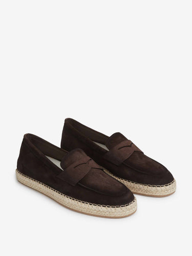 Santoni Hombre Barcelona Mocasines Ante Alpargata color Marrón Oscuro sku 613-000468 02 - Foto 2