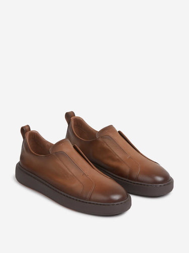 Santoni Hombre Barcelona zapatillas Piel lisa color Marrón sku 616-003163 01 - Foto 2
