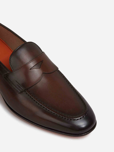 Santoni Hombre Barcelona Mocasines Piel color Marrón Oscuro sku 618-000021 01 - Foto 5
