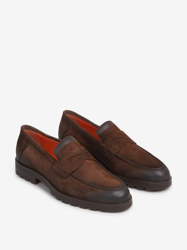 Santoni Hombre Barcelona Mocasines Ante Penny color Marrón Oscuro sku 618-000069 01 - Foto 2