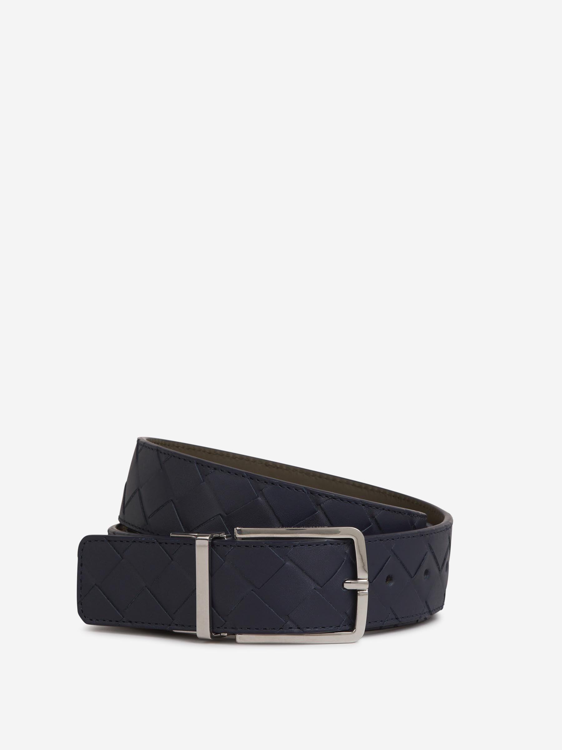 Bottega Veneta Hombre Barcelona Cinturón Reversible Intrecciato color Azul Marino sku 622-001271 01 - Foto 1