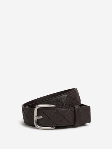 Bottega Veneta Hombre Barcelona Cinturón Piel Trenzada color Marrón Oscuro sku 622-001343 01 - Foto 1