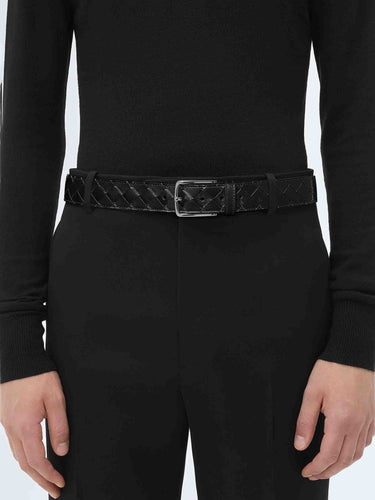 Bottega Veneta Hombre Barcelona Cinturón Piel Trenzada color Negro sku 622-001358 01 - Foto 2