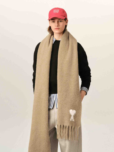 Ami Paris Hombre Barcelona Bufanda Logo color Beige sku 630-001538 01 - Foto 4
