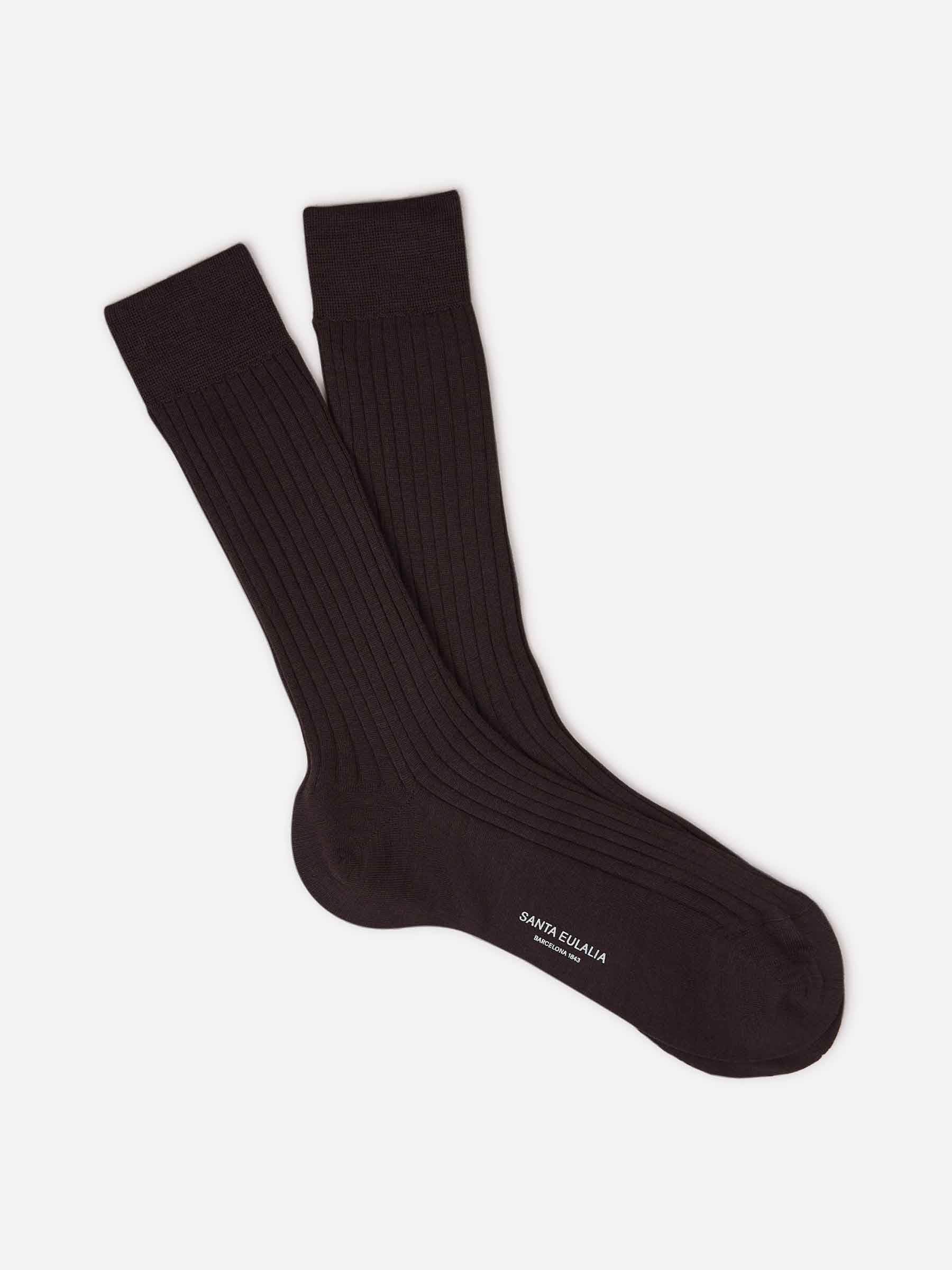 Santa Eulalia Hombre Barcelona Calcetines Largos Canalé color Marrón Oscuro sku 641-000123 04 - Foto 1
